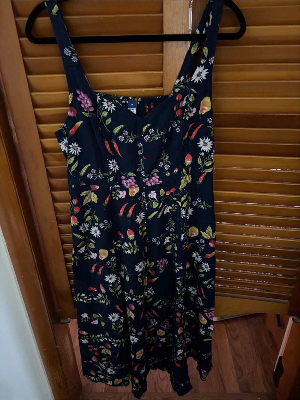 Old Navy Navy Floral Midi Dress with Multicolor Print
